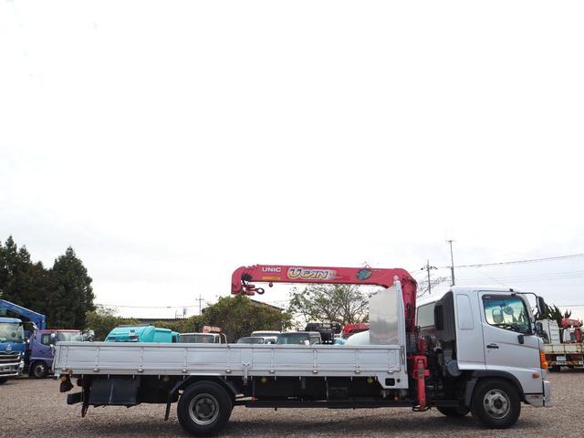 ヒノレンジャー 　標準幅　古河ユニック　ＵＲＵ３４４ＲＫＫ　４段クレーン　フックイン　２．９３ｔ吊　ラジコン付　上物同年　平ボディ　三方開　内フック（丸環）　軽々ゲート　ターボ２１０馬力　ベッド付　積載２．６ｔ　ＨＩＤ（31枚目）