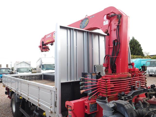 ヒノレンジャー 　標準幅　古河ユニック　ＵＲＵ３４４ＲＫＫ　４段クレーン　フックイン　２．９３ｔ吊　ラジコン付　上物同年　平ボディ　三方開　内フック（丸環）　軽々ゲート　ターボ２１０馬力　ベッド付　積載２．６ｔ　ＨＩＤ（35枚目）