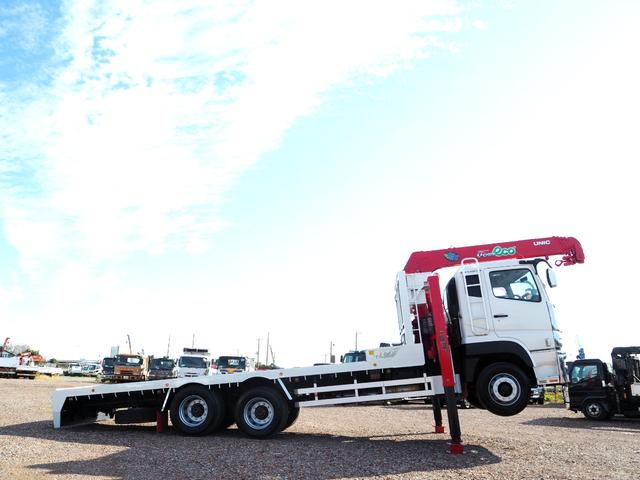 スーパーグレート 全塗装 3軸高床 2デフ 重機回送車 セルフクレーン 一組ボディ 古河ユニック 5段クレーン ハイジャッキ ラジコン 上物同年 ウインチ(ラジコン付) スロープハンガー ショートボディ 420馬力(6枚目)