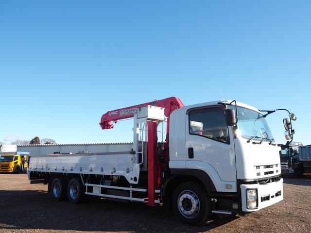 フォワード 　外装仕上げ済み　増々トン　２デフ　重機回送車　セルフクレーン　三方開　積載９．８ｔ　ターボ３００馬力　ＵＲＵ５０４Ｈ　４段クレーン　フックイン　角足　ハイジャッキ　２．９３ｔ吊　ラジコン付　ベッド付（37枚目）