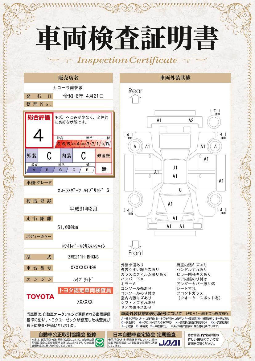 車両状態評価書