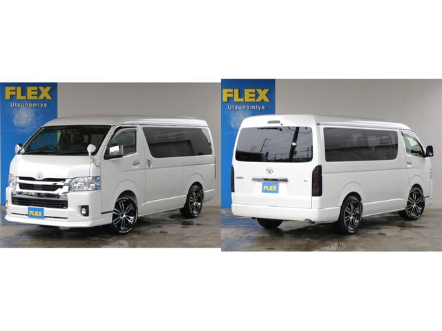 ハイエースワゴン ＧＬ　○フロントスポイラー○オーバーフェンダー○シートカバー○ＬＥＤテール○ＬＥＤハイマウントストップランプ○フットパネル○７インチナビ○ＥＴＣ○トーヨーホワイトレタータイヤ○ローダウン１インチ●オリジナル（23枚目）
