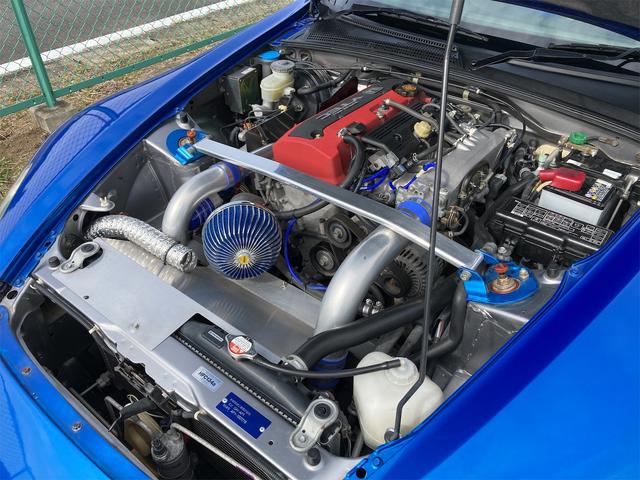 Ｓ２０００ 　トラストタービンキット　エーゲブルーオールペイント　社外エアロ　社外ウインカーミラー　　車高調　無限マフラー　６速マニュアル車　ＨＩＤ　バケットシート　社外アルミ　社外幌紺色　デフクスコ１．５ＷＡＹ（24枚目）