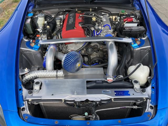 Ｓ２０００ 　トラストタービンキット　エーゲブルーオールペイント　社外エアロ　社外ウインカーミラー　　車高調　無限マフラー　６速マニュアル車　ＨＩＤ　バケットシート　社外アルミ　社外幌紺色　デフクスコ１．５ＷＡＹ（25枚目）