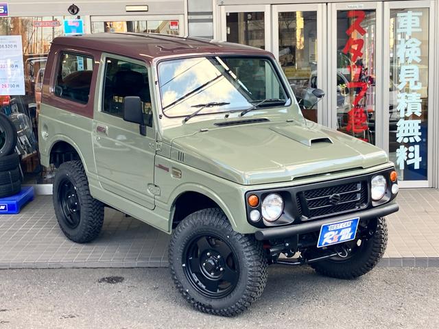 ジムニー XL リフトアップ 社外マフラー ファルケン M/T マッドタイヤ タイベル交換済み 社外フロントバンパー リアバンパー シートカバー 再塗装車(12枚目)