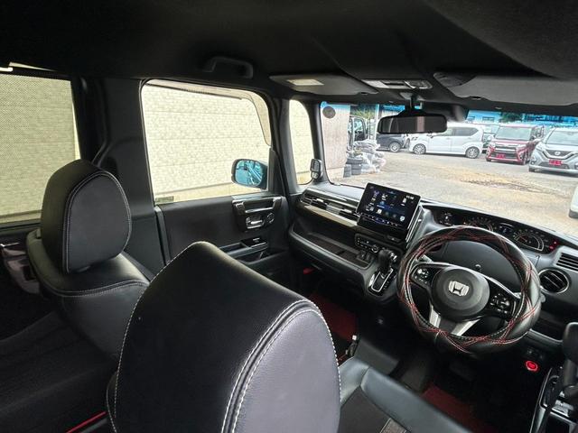 N-BOXカスタム G・EXターボホンダセンシング 社外オーディオ バックカメラ ACC 半革シート 両側パワスラ ETC LEDヘッドライト ブレーキサポートフォグランプ アイドリングストップ オートライト 社外16AW ステアリングリモコン(43枚目)