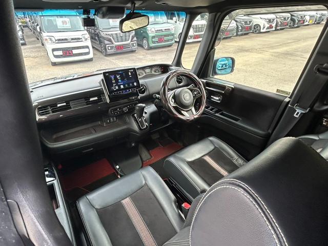 N-BOXカスタム G・EXターボホンダセンシング 社外オーディオ バックカメラ ACC 半革シート 両側パワスラ ETC LEDヘッドライト ブレーキサポートフォグランプ アイドリングストップ オートライト 社外16AW ステアリングリモコン(49枚目)