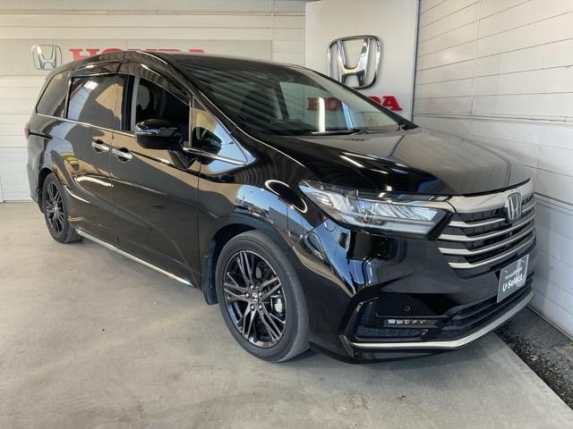 オデッセイハイブリッド ｅ：ＨＥＶアブソルート・ＥＸ　・前後ドラレコ装着車・ひょう害現状販売車　電動Ｒゲート　ＬＥＤライト　シ－トヒ－タ－　両側ＰＳＤ　パワ－シ－ト　Ｐアシスト　フルセグ　アイドルストップ　クルーズコントロール　ＤＶＤ再生機能　３列シート（10枚目）