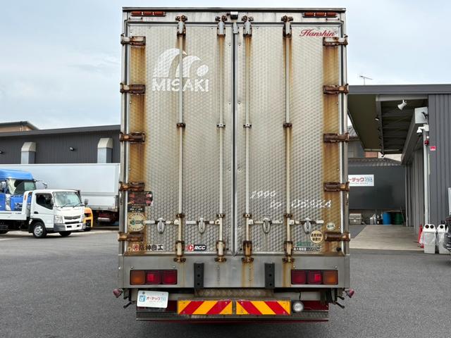 プロフィア 冷凍冷蔵ウイング　菱重製冷凍機　マイナス５度設定　日本トレクス製ボデー（羽、天井、断熱材有）床素材：キーストン　荷箱内寸：長さ９４７ｃｍ幅２３９ｃｍ高さ２５５ｃｍ　ラッシング１段　メッキホイール　観音扉：鱗ステンレス（7枚目）