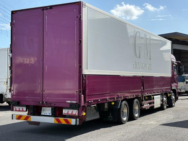 スーパーグレート アルミウイング　パブコ製　ハイルーフ　床素材：木　最大積載量１３９００ｋｇ　リアエアサス　アルミホイール　ラッシング２段　内フック　シフトパイロット　荷箱内寸：長さ９６４ｃｍ幅２４２ｃｍ高さ２６４ｃｍ（6枚目）