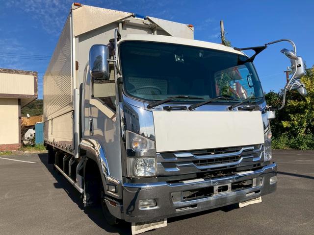 フォワード アルミウィング跳上パワーゲート後輪エアサス4トン中型ワイド アルミウイング6200ボディPGワイド跳ね上げゲート240馬力リアエアサス電格ミラー4HK1ラッシング2段ベッド8トン限定免許べットトラック日本フルハーフMT6マニュアルメッキパーツ2.45トン積載(7枚目)