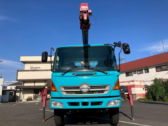 ヒノレンジャー クレーン４段ラジコン古河ユニック５６００ボディ標準幅４トン　４段クレーン中型トラック４トン２．９３トン吊ラジコン２．７５トン積載古河ユニック５６００ボディ標準幅ＵＲＵ３４４ＮアウトリガＪ０５Ｄ電格ミラーＥＴＣ８トン限定免許マニュアルＭＴ６リーフサスペンション（5枚目）