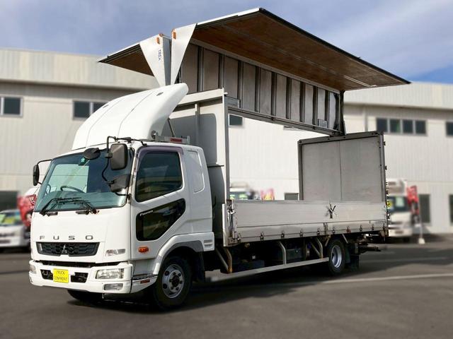 ファイター アルミウイング格納ＰＧワイド６２００ボディ２．５５トン積載　ワイド６２００ボディ格納ゲートラッシング２段２．５５トン積載　ベッド集中ロック電格ミラーバックモニターＥＴＣＡＢＳＰＳＰＷエアバック坂道補助燃焼装置アドブルー中型トラック４トンベット４ｔパワーゲート（3枚目）