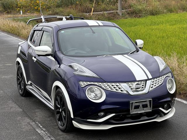 ジューク 16GT パーソナライゼーション 車検2027年10月ユザー買取車ワンオーナー純正ナビテレビ社外マフラーHIDヘッドライトETCプッシュスタートスマートキー色ブルーガソリン車5人乗り(2枚目)