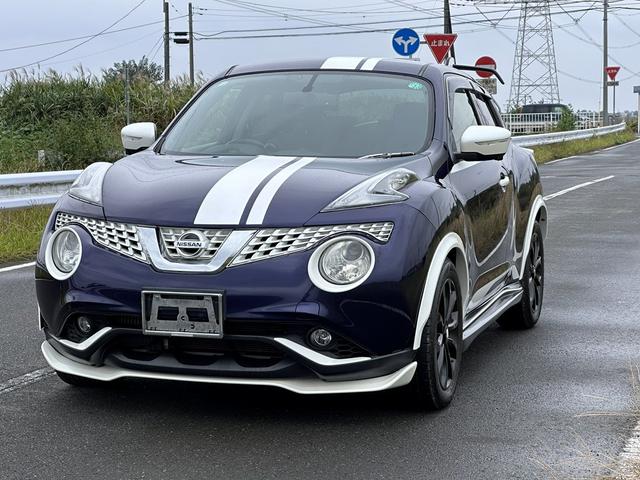 ジューク 16GT パーソナライゼーション 車検2027年10月ユザー買取車ワンオーナー純正ナビテレビ社外マフラーHIDヘッドライトETCプッシュスタートスマートキー色ブルーガソリン車5人乗り(3枚目)