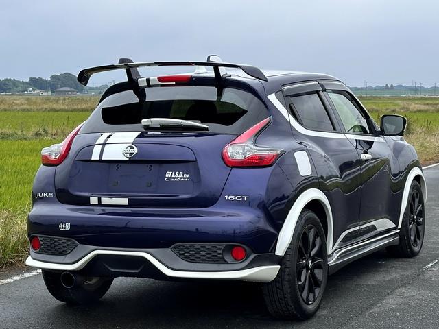 ジューク 16GT パーソナライゼーション 車検2027年10月ユザー買取車ワンオーナー純正ナビテレビ社外マフラーHIDヘッドライトETCプッシュスタートスマートキー色ブルーガソリン車5人乗り(4枚目)