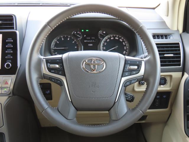 ランドクルーザープラド ＴＸ　Ｌパッケージ　ＴＲＤエアロ＆マフラー　オプション１９インチＡＷ＆ブラックルーフレール　９インチＴコネクトナビ　マルチテレインモニター　ムーンルーフ　ベージュ革　シートヒーター＆エアコン　リアフォグ　セーフティセンス（13枚目）