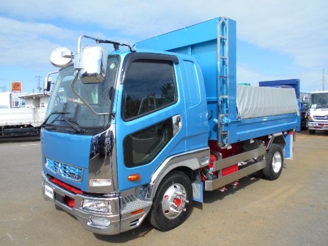 ファイター  ダンプ 上物新明和製 電動コボレーン付 荷台寸法339x206x30 総輪アルミホイール メッキ&ステンレスパーツ ベッド付 走行5.3万km 6速ミッション(3枚目)