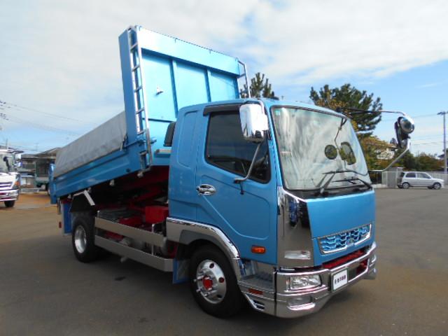 ファイター  ダンプ 上物新明和製 電動コボレーン付 荷台寸法339x206x30 総輪アルミホイール メッキ&ステンレスパーツ ベッド付 走行5.3万km 6速ミッション(9枚目)
