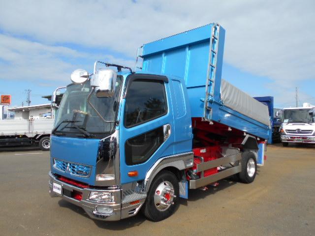 ファイター  ダンプ 上物新明和製 電動コボレーン付 荷台寸法339x206x30 総輪アルミホイール メッキ&ステンレスパーツ ベッド付 走行5.3万km 6速ミッション(10枚目)