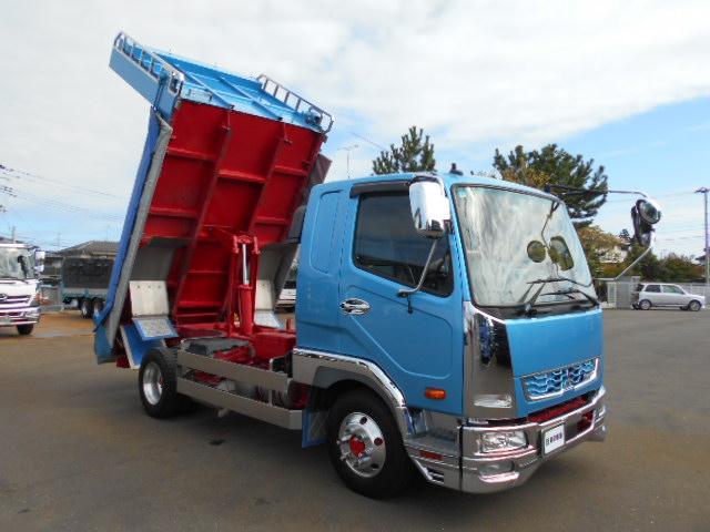 ファイター  ダンプ 上物新明和製 電動コボレーン付 荷台寸法339x206x30 総輪アルミホイール メッキ&ステンレスパーツ ベッド付 走行5.3万km 6速ミッション(24枚目)