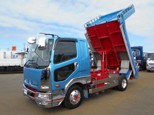 ファイター  ダンプ 上物新明和製 電動コボレーン付 荷台寸法339x206x30 総輪アルミホイール メッキ&ステンレスパーツ ベッド付 走行5.3万km 6速ミッション(25枚目)