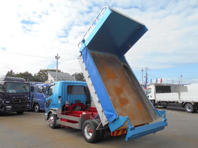 ファイター  ダンプ 上物新明和製 電動コボレーン付 荷台寸法339x206x30 総輪アルミホイール メッキ&ステンレスパーツ ベッド付 走行5.3万km 6速ミッション(26枚目)