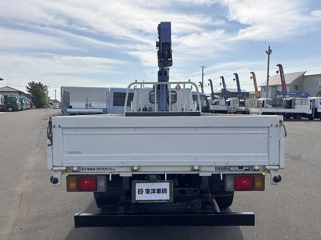 エルフトラック クレーン付平ボディ 上物タダノ製 4段ブーム ラジコン(無線) 2.6t吊り フックイン 荷台寸法371×180×38 標準ロングボディ 荷台床鉄板/板張り 積載2t アオリ5方開(9枚目)