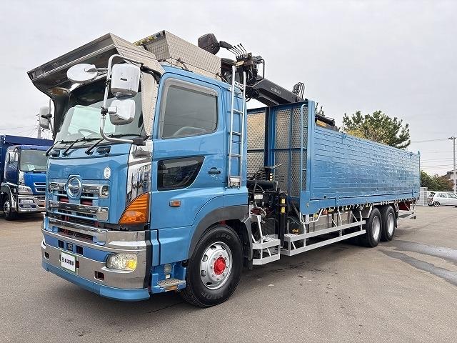 プロフィア ヒアブクレーン付スクラップ運搬車 上物ヒアブ製(166E3-CLX) 360度回転グラップル付 荷台寸820x239x133 鉄深箱 容量約26立米 積載10.3t 410馬力 2デフ 走行63万km(2枚目)