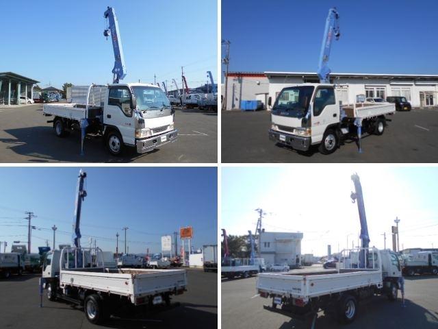 エルフトラック クレーン付き平ボディ 上物タダノ製 4段ブーム ラジコン(無線) フックイン 2.6t吊り ワイドロングボディ 荷台寸法362x193x38 荷台床木張り アオリ開閉サポート 走行6.6万km(8枚目)