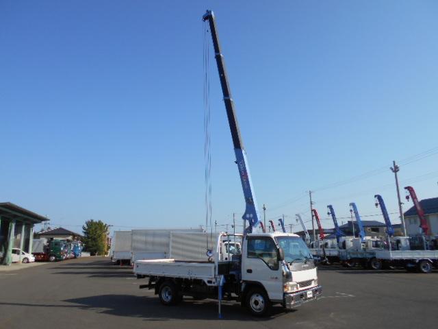 エルフトラック クレーン付き平ボディ 上物タダノ製 4段ブーム ラジコン(無線) フックイン 2.6t吊り ワイドロングボディ 荷台寸法362x193x38 荷台床木張り アオリ開閉サポート 走行6.6万km(21枚目)