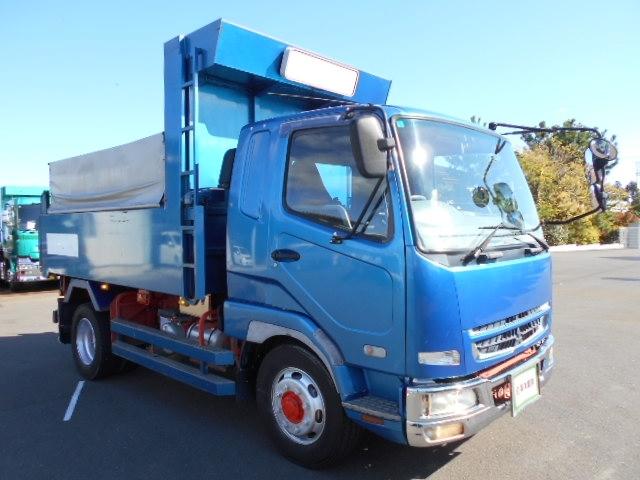 ファイター ダンプ 上物新明和製 増トン車 積載:7.2t 荷台寸法:340×215×64 電動コボレーン付 ベッド付 走行:21.1万km 6速ミッション(3枚目)