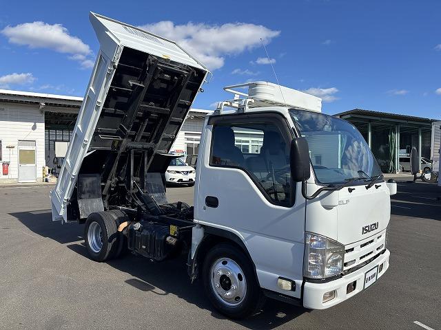 エルフトラック ローダーダンプ 上物花見台製 積載3t 荷台寸法306×160×36 荷台床鉄板張り アオリ3方開 シートキャリア付 150馬力 6速ミッション 走行8.6万km(46枚目)