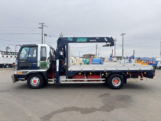 ヒノレンジャー 　クレーン付ハイジャッキ　上物前田製　３段ブーム　２．９ｔ吊り　フックイン　ロングジャッキ　荷台寸法４５９×２１０×１９　荷台床板張り　積載２．５ｔ　フルタイム４ＷＤ♪　生エンジン（9枚目）