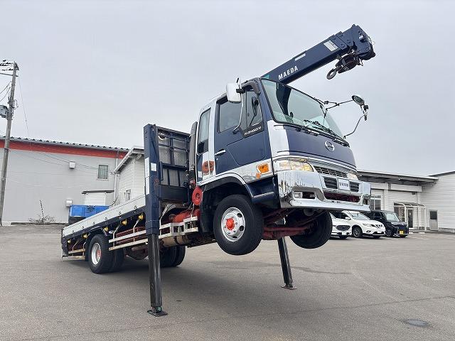 ヒノレンジャー 　クレーン付ハイジャッキ　上物前田製　３段ブーム　２．９ｔ吊り　フックイン　ロングジャッキ　荷台寸法４５９×２１０×１９　荷台床板張り　積載２．５ｔ　フルタイム４ＷＤ♪　生エンジン（29枚目）