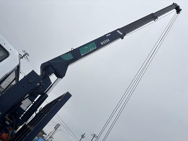 ヒノレンジャー 　クレーン付ハイジャッキ　上物前田製　３段ブーム　２．９ｔ吊り　フックイン　ロングジャッキ　荷台寸法４５９×２１０×１９　荷台床板張り　積載２．５ｔ　フルタイム４ＷＤ♪　生エンジン（34枚目）