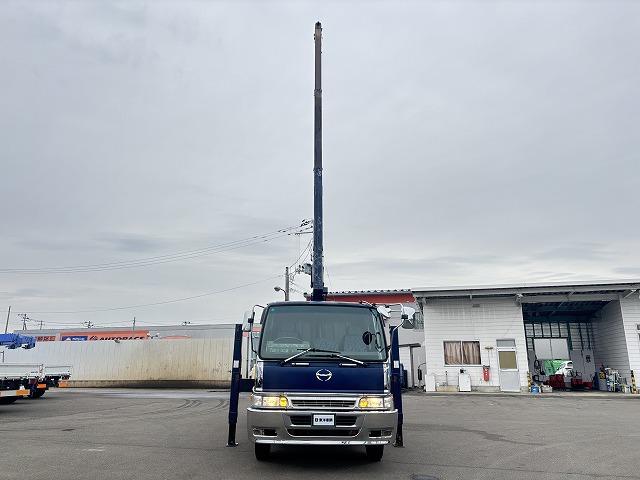 ヒノレンジャー 　クレーン付ハイジャッキ　上物前田製　３段ブーム　２．９ｔ吊り　フックイン　ロングジャッキ　荷台寸法４５９×２１０×１９　荷台床板張り　積載２．５ｔ　フルタイム４ＷＤ♪　生エンジン（53枚目）