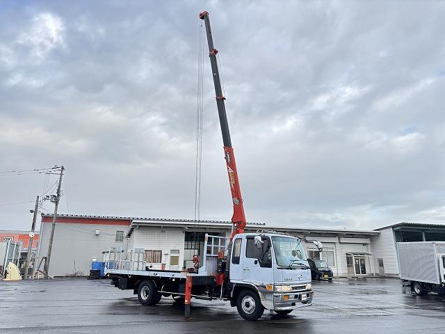 ヒノレンジャー 　クレーン付セルフローダー　上物古河ユニック　４段ブーム　ラジコン（無線）　フックイン　２．９ｔ吊　角足＆差し違いアウトリガー　積載１．６５ｔ　荷台寸法５６４×２１０×９　荷台床鉄板張り　スライドボディ（10枚目）