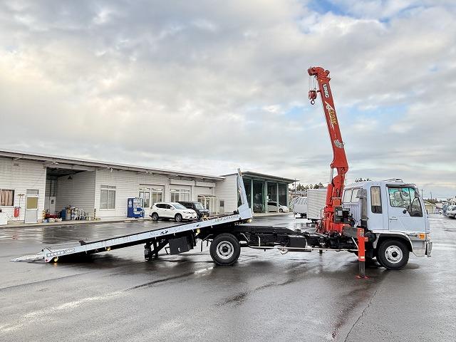 ヒノレンジャー 　クレーン付セルフローダー　上物古河ユニック　４段ブーム　ラジコン（無線）　フックイン　２．９ｔ吊　角足＆差し違いアウトリガー　積載１．６５ｔ　荷台寸法５６４×２１０×９　荷台床鉄板張り　スライドボディ（16枚目）