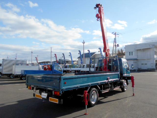 キャンター 　クレーン付き平ボディ　上物古河ユニック製　６段ブーム　ラジコン（無線）　フックイン　２．９３ｔ吊り　リアジャッキ　ワイド超ロングボディ　荷台寸法４４１×２０８×３５　荷台床木張り　アオリ開閉サポート（8枚目）