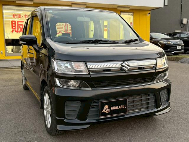 ワゴンR ハイブリッドFZ ナビ バックモニター TV LEDヘッドランプ 純正14AW シートヒーター オートエアコン オートライト プッシュスタート シートリフター 革巻きステアリング チルトステアリング 禁煙車 DVD再生(3枚目)