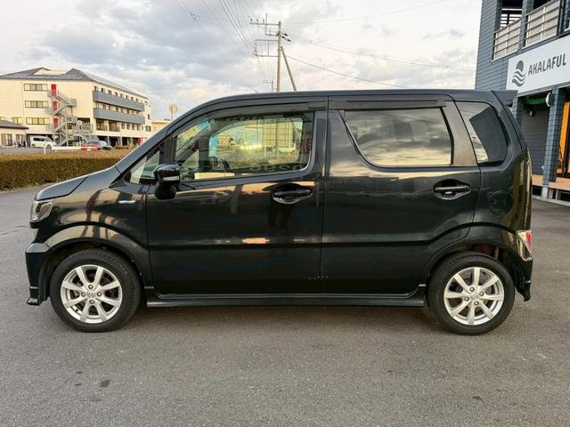 ワゴンR ハイブリッドFZ ナビ バックモニター TV LEDヘッドランプ 純正14AW シートヒーター オートエアコン オートライト プッシュスタート シートリフター 革巻きステアリング チルトステアリング 禁煙車 DVD再生(5枚目)