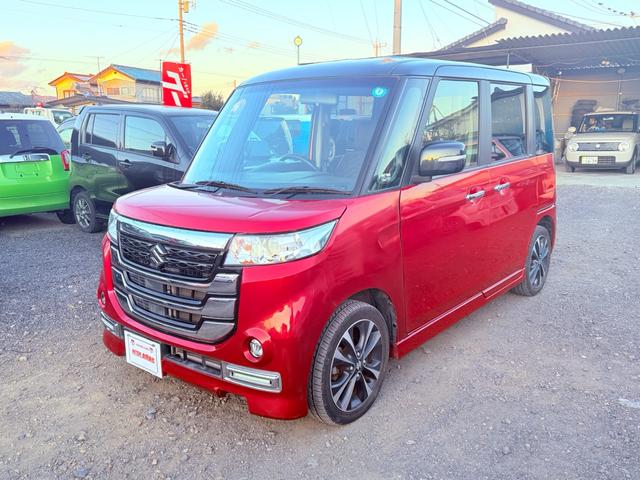 スペーシアカスタムＺ ターボ　２年車検付き盗難防止システム衝突安全ボディー頸部衝突緩和ヘットレスＨＩＤオートヘッドライトベンチシートフルフラットシートヒーターＢＬＵＥＴＯＯＴＨ接続付きナビ電動格納ミラーバックカメラ付きスマートキー（4枚目）