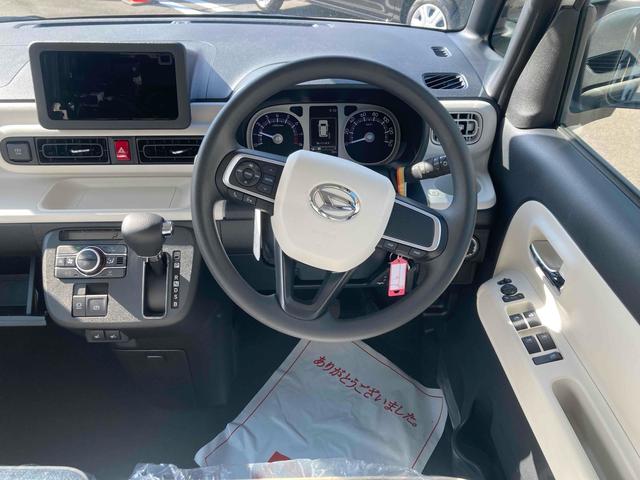 ムーヴキャンバス ストライプスＧ　両側電動スライドドア　クリアランスソナー　衝突被害軽減システム　オートライト　スマートキー　アイドリングストップ　電動格納ミラー　シートヒーター　ベンチシート　ＣＶＴ　ＥＳＣ　エアコン（3枚目）