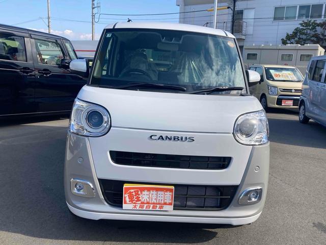 ムーヴキャンバス ストライプスＧ　両側電動スライドドア　クリアランスソナー　衝突被害軽減システム　オートライト　スマートキー　アイドリングストップ　電動格納ミラー　シートヒーター　ベンチシート　ＣＶＴ　ＥＳＣ　エアコン（12枚目）