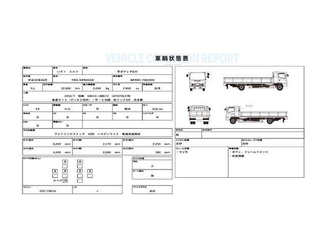 エルフトラック  ワイド ロング 垂直ゲート 6MT 2018/7 極東 V801C-1MK72 18T070137N垂直ゲート(デッキ2枚折)<平>2方開 床フック3対 床木製 平ボディ(31枚目)