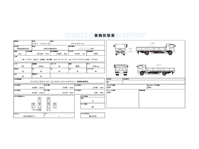 フォワード 　６２標準　ベッド　アルミヒラ　２４０馬力　６ＭＴ　積載３．９トン　＜平＞パブコ　３方開　床木製　セイコーラック　ロープフックサイド１４対　リア３ヶ（31枚目）
