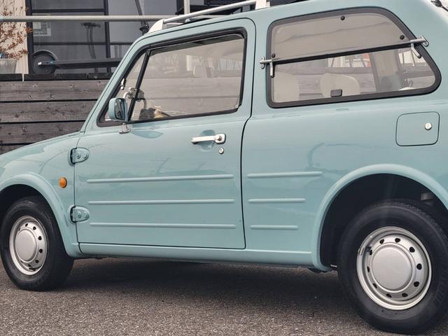 パオ キャンバストップ　ホワイトフェイクレザーシートカバー／ネットドリンクホルダー／ヘッドライトキャップカバー／純正ホイール＋カバー（8枚目）