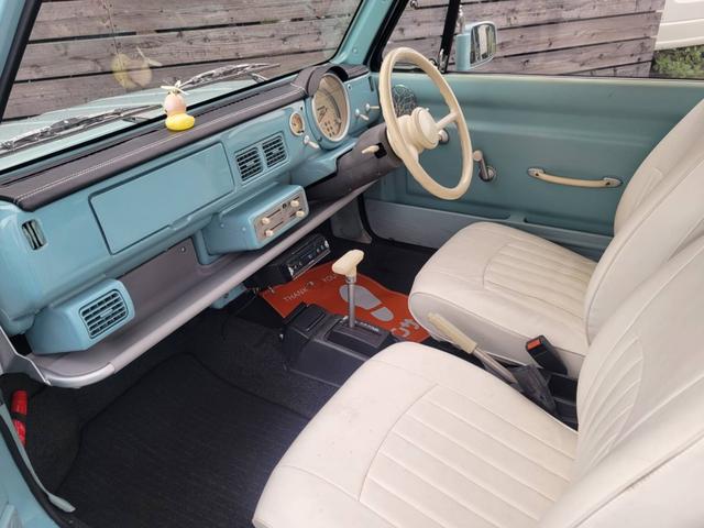 パオ キャンバストップ　ホワイトフェイクレザーシートカバー／ネットドリンクホルダー／ヘッドライトキャップカバー／純正ホイール＋カバー（9枚目）