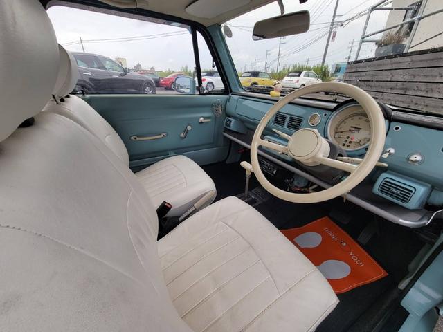 パオ キャンバストップ　ホワイトフェイクレザーシートカバー／ネットドリンクホルダー／ヘッドライトキャップカバー／純正ホイール＋カバー（17枚目）